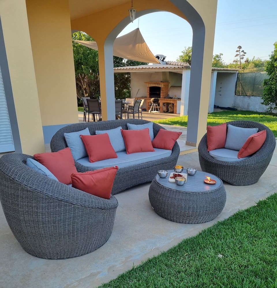 The outdoor seating areas provide plenty of space to relax by the pool or have lunch outdoors.
